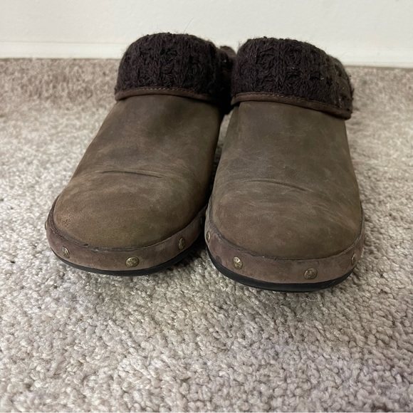 Merrell Womens Luxe Knit Bitter Chocolate Studded Leather Slip-On Shoe Clog - Picture 5 of 10